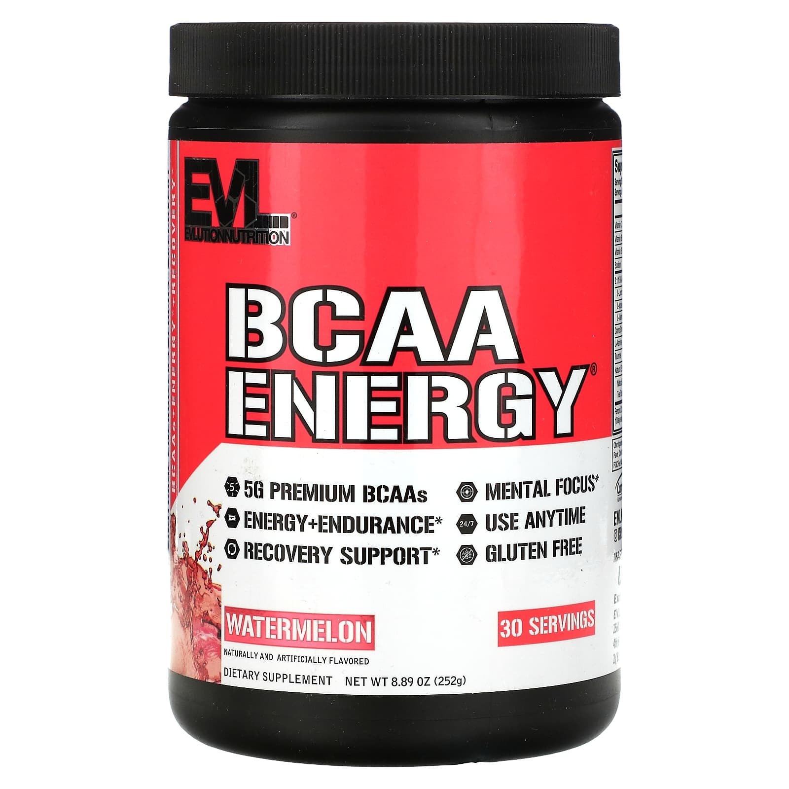 إيفلوشن نوتريشن - مكمل BCAA ENERGY, نكهة البطيخ, 8.89 أونصة (252 جم)