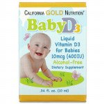 California Gold Nutrition Baby Vitamin D3 liquid -10 mcg (400 IU) - 10 ml d3 drops