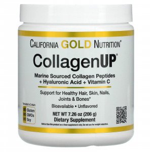 Collagen UP Powder Hydrolyzed Marine Collagen Peptides with Hyaluronic Acid and Vitamin C for healthy skin nails and hair – Unflavored 206g