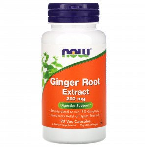 مكمل الزنجبيل لدعم الجهاز الهضمي NOW Foods Ginger Root 250 ملجم 90 كبسولة