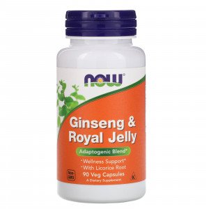 الجينسنغ وغذاء ملكات النحل لتجديد خلايا الجسم Ginseng & Royal Jelly NOW Foods 90 كبسولة