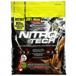 MuscleTech‏ - Nitro Tech - ببتيدات مصل اللبن المعزول + مستحضر بناء العضلات بدون دهون - شيكولاتة الحليب - 10 رطل (4.54 جم)