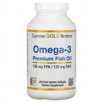 California Gold Nutrition Omega 3 Premium Fish Oil - 240 Fish Gelatin Softgels