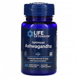 حبوب الأشواغاندا مكمل غذائي لتحسين الطاقة العقلية Optimized Ashwagandha Life Extension 60 كبسولة