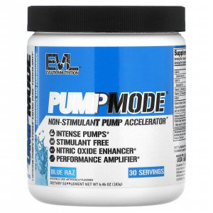 EVLution Nutrition pump mode nonstimulant accelerator - blue raz flavor 183g